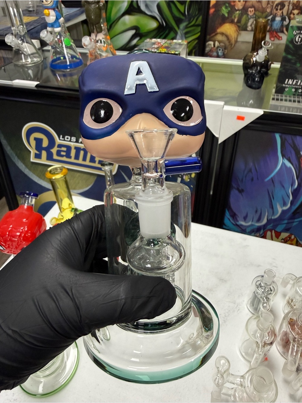 Captain America Mask Glass - Blue & Flesh Tone